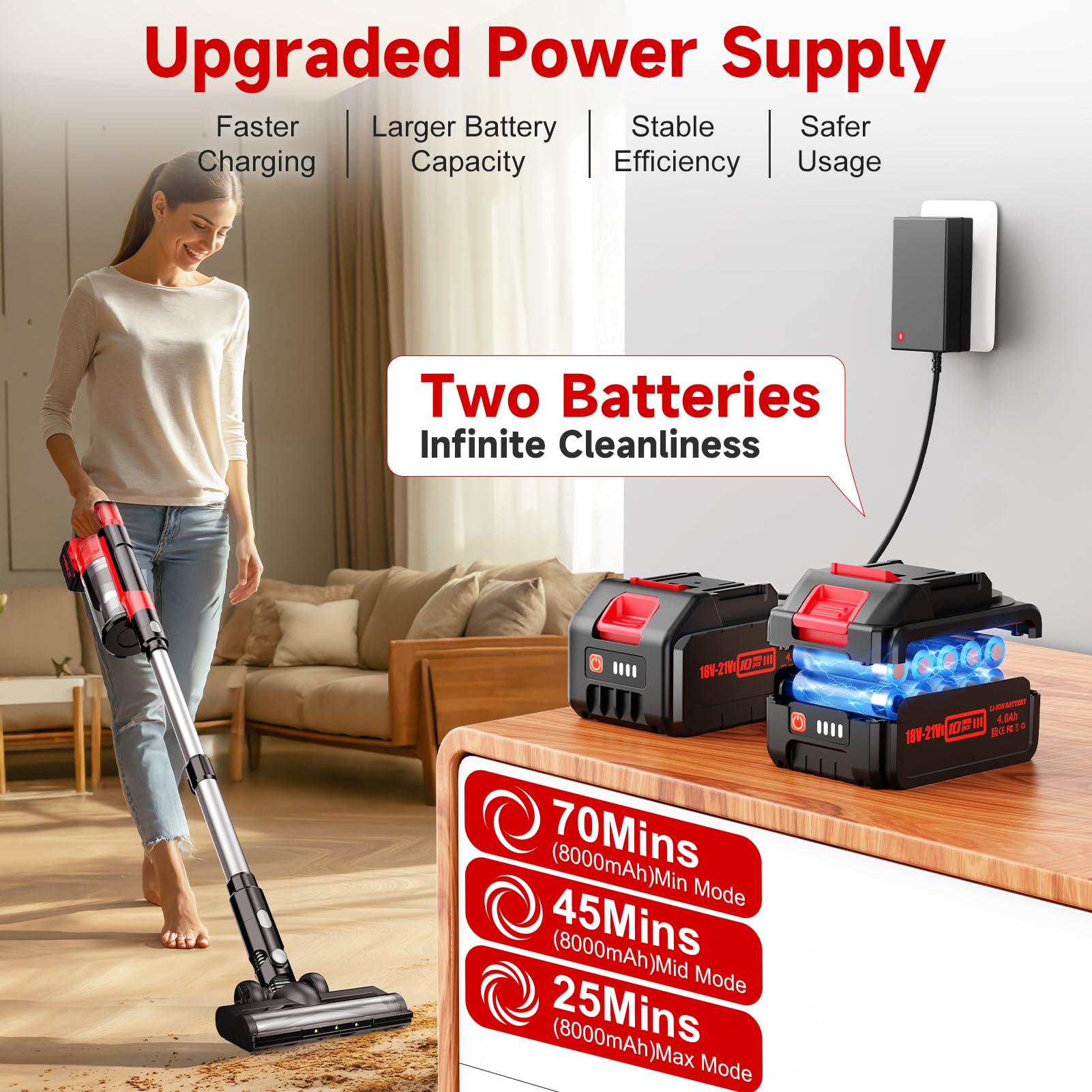 Myteaworld vacuum with LED light illuminates dark corners for better dust visibility.