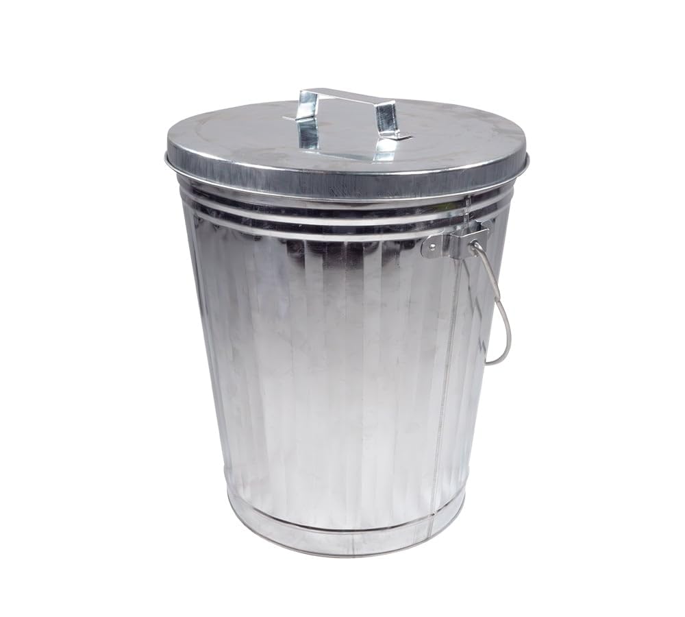 Mytee Products galvanized trash can lid with carrying handle for secure transport.