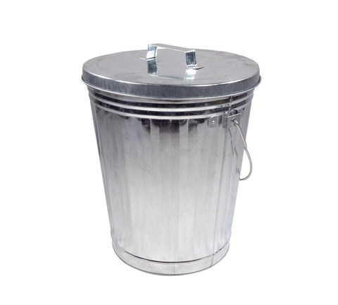 Mytee Products galvanized trash can lid with carrying handle for secure transport.