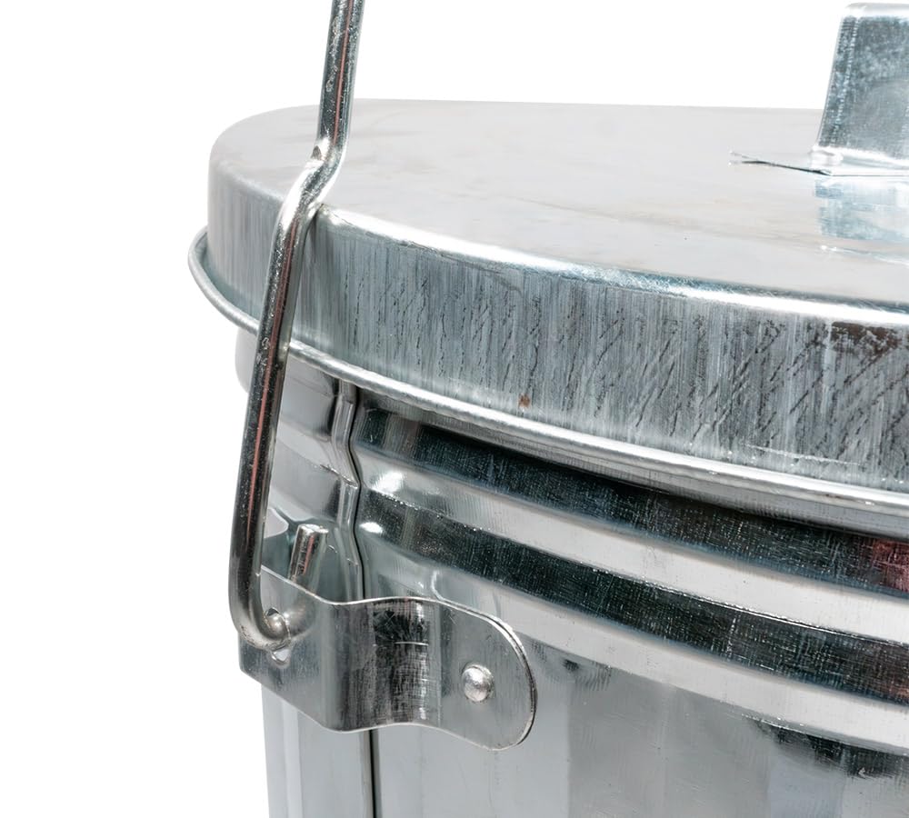 Mytee Products 15-inch tall trash can in a silver finish.