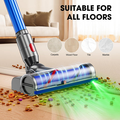 MYUAKO LED floor-cleaning attachment reveals hidden dust on floors.