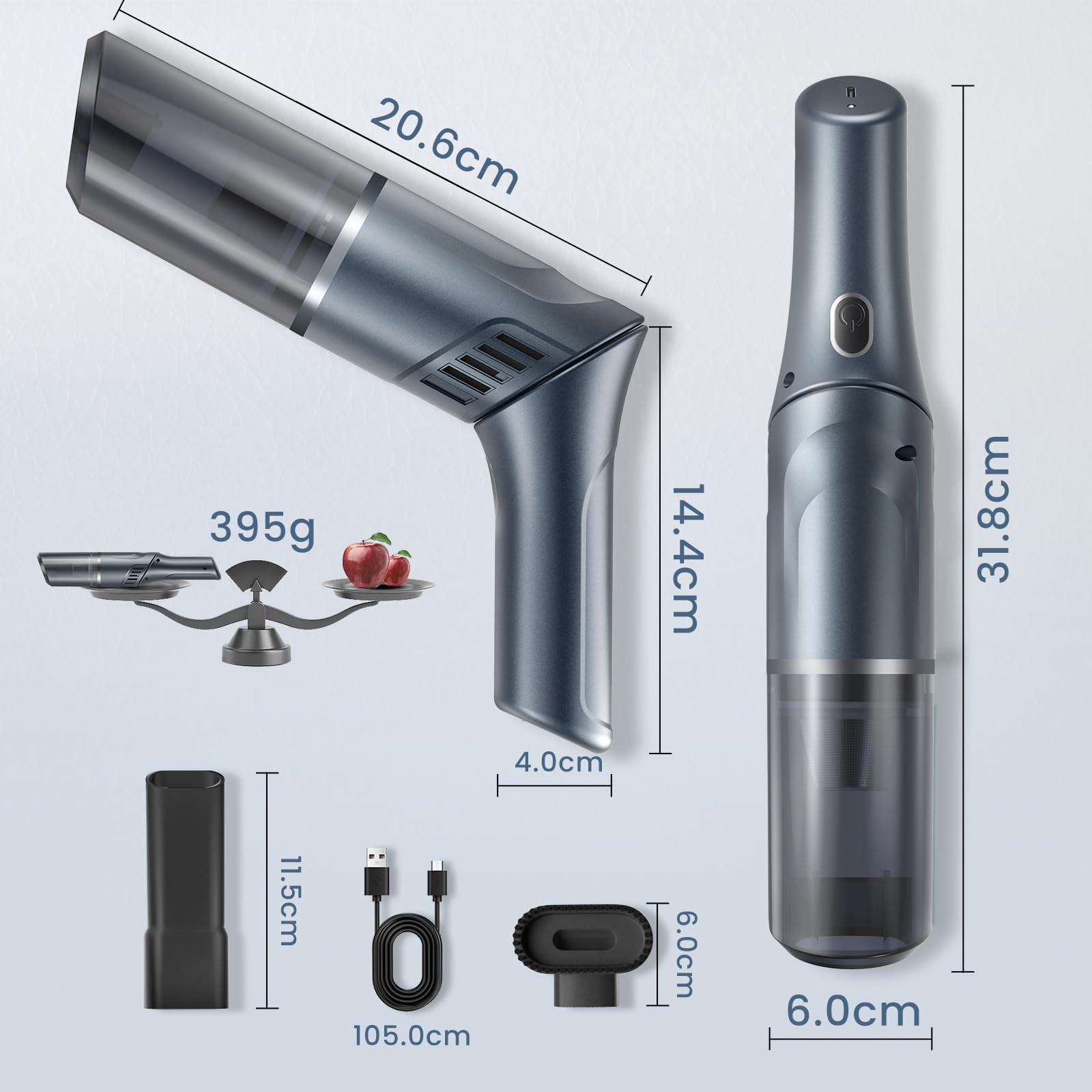 MZGO cordless car vacuum with 90° handle for tight spots.