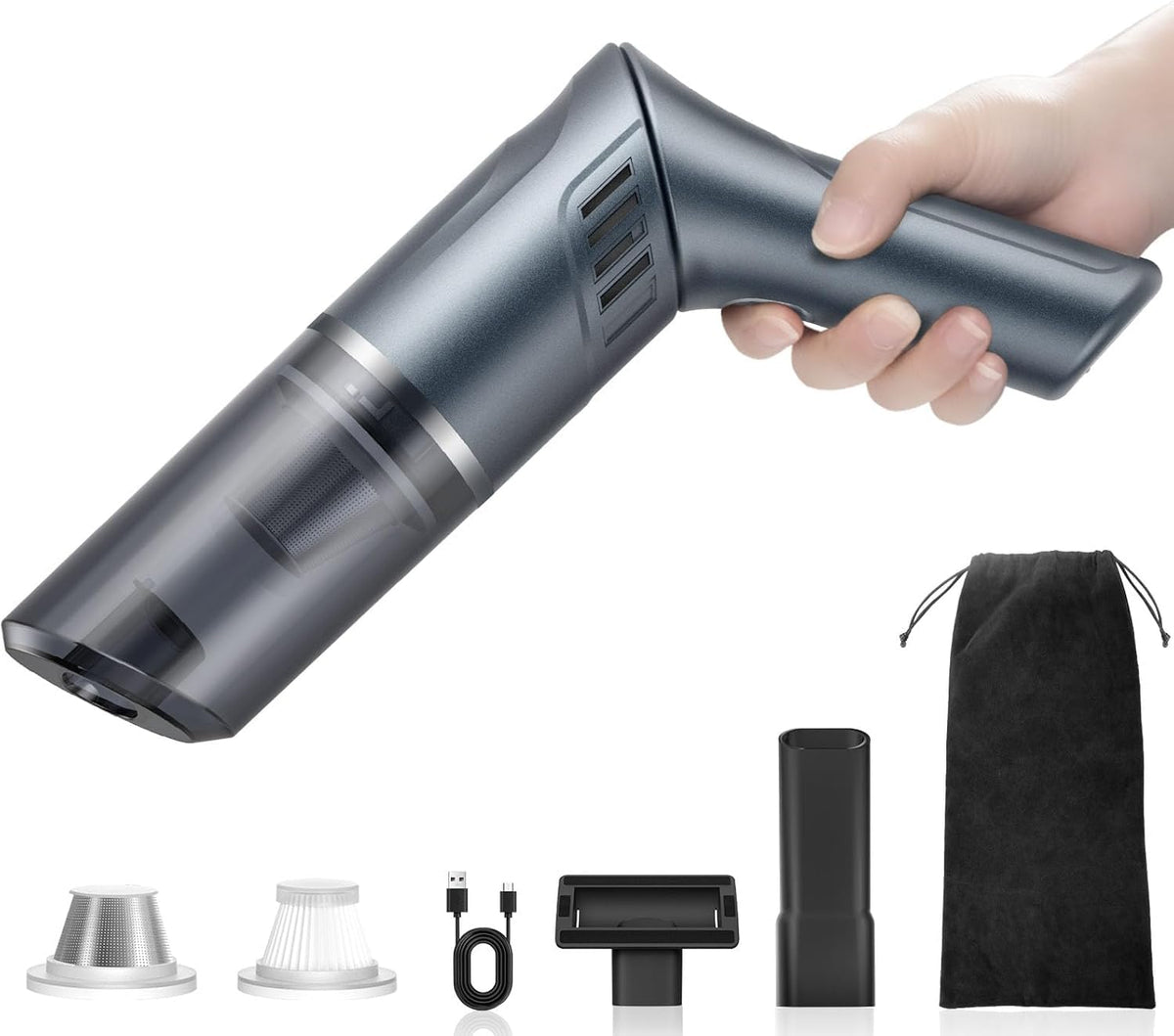 MZGO cordless car vacuum main unit for quick on-the-go cleanups.