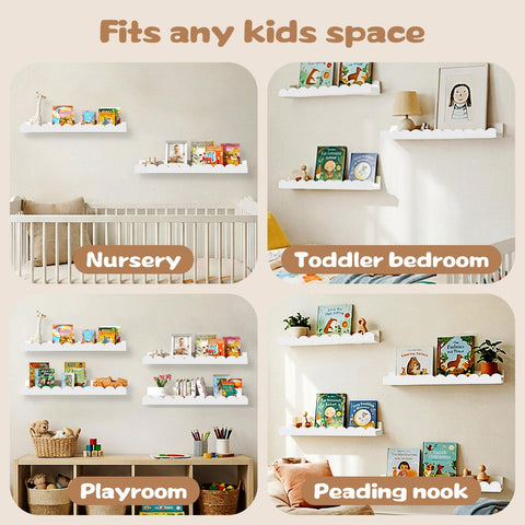 MZJZBN nursery organizing shelves showing keepsakes and toys