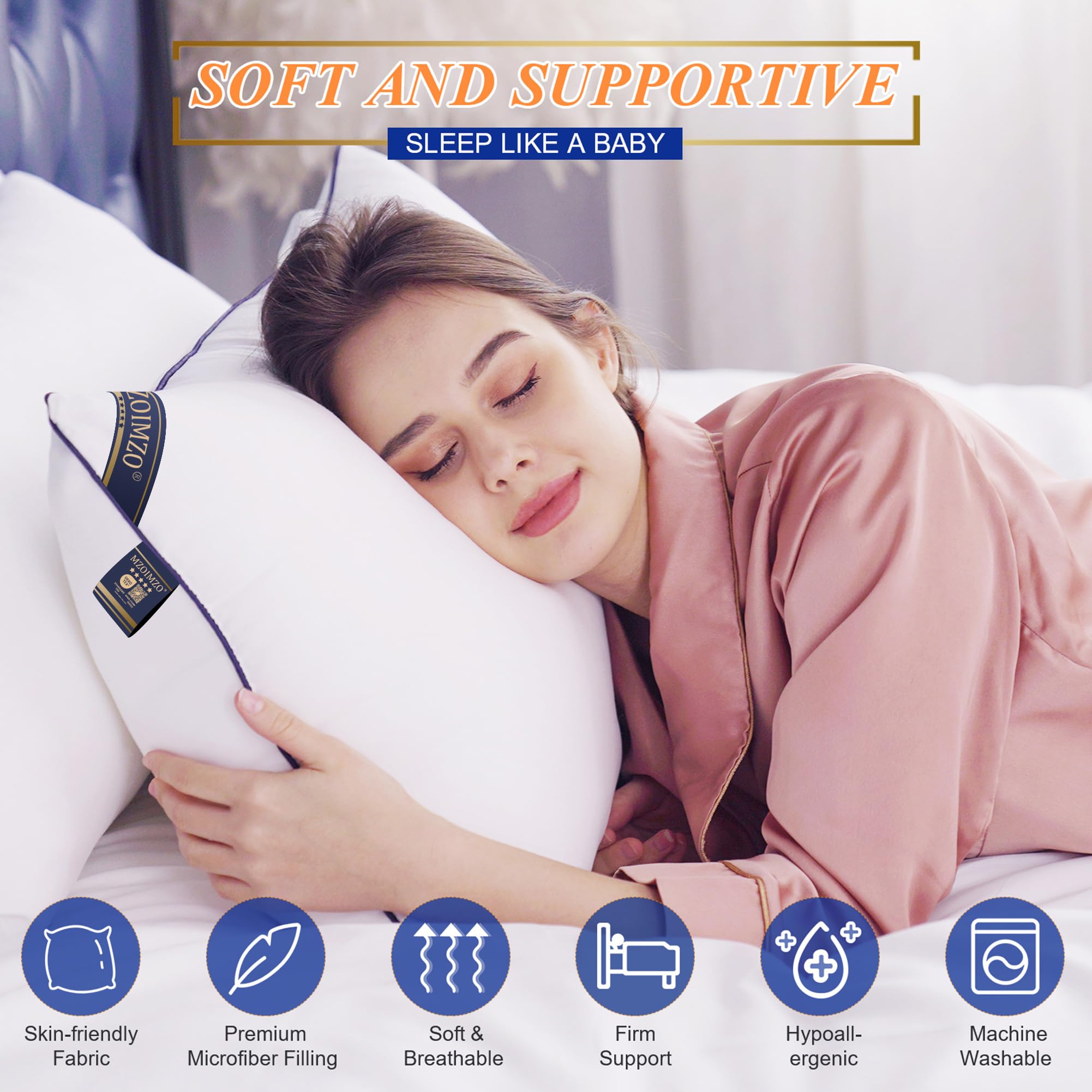 MZOIMZO cooling fill pillow close-up for night comfort