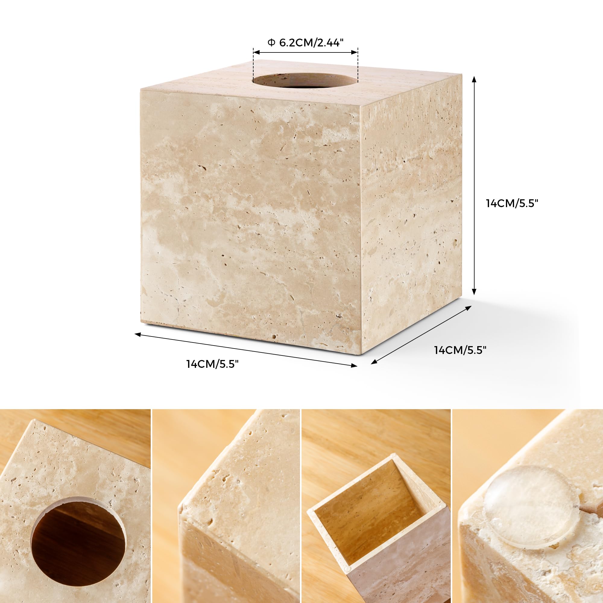 Open-bottom design of N NANSHOP travertine tissue box cover