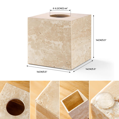 Open-bottom design of N NANSHOP travertine tissue box cover