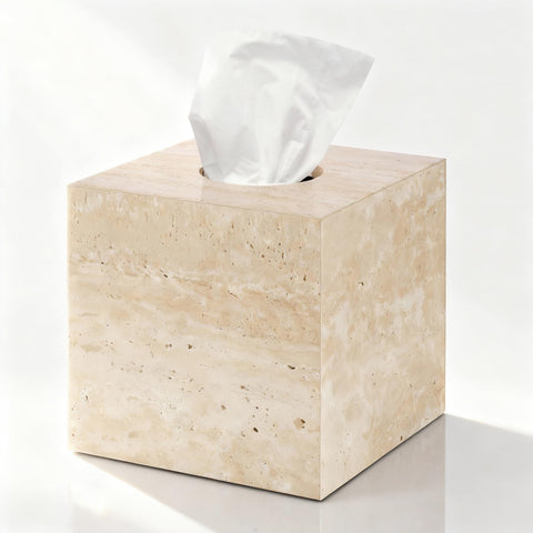N NANSHOP travertine tissue box cover top view showing square fit