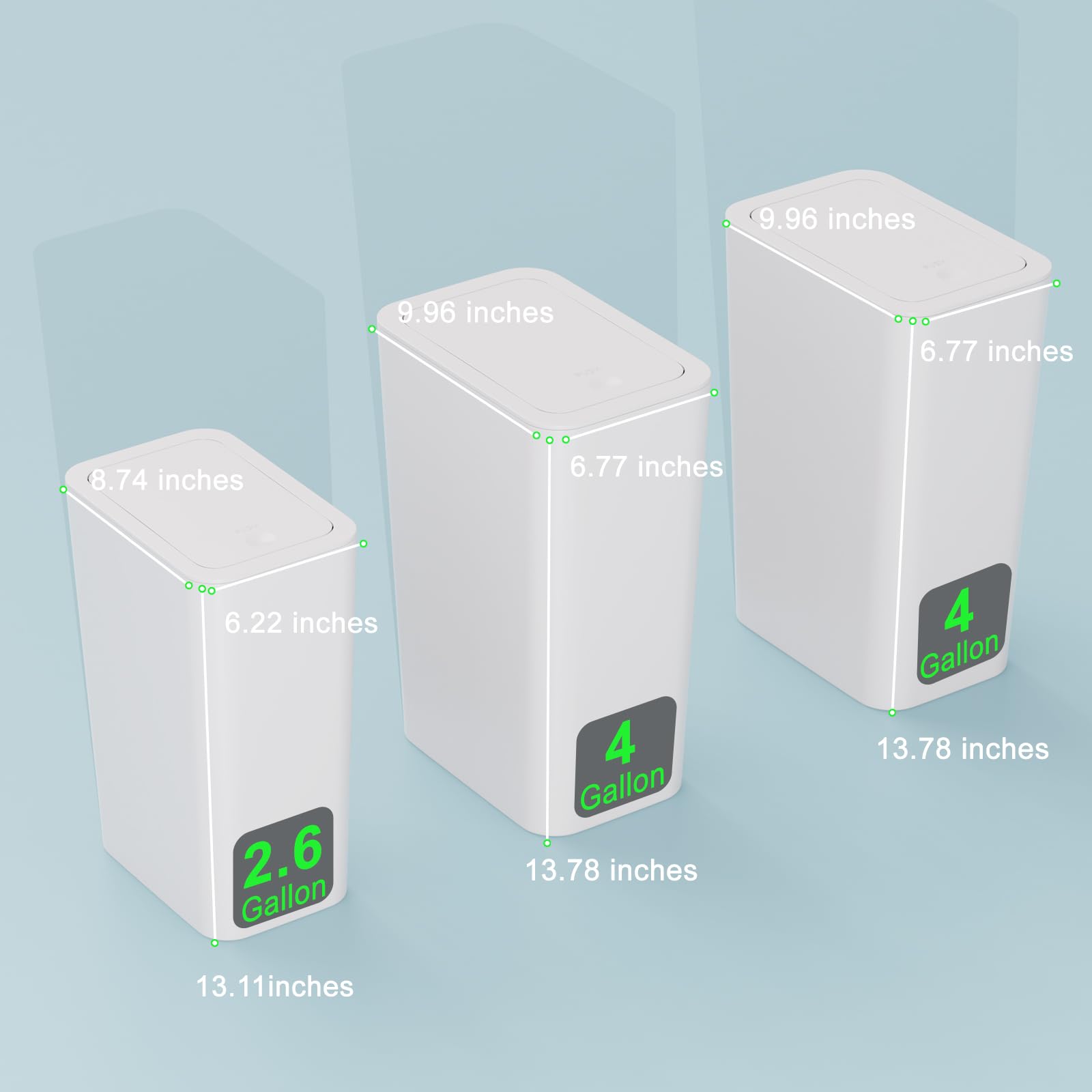N. NETDOT 2.6-gallon trash can ideal for under-sink storage.
