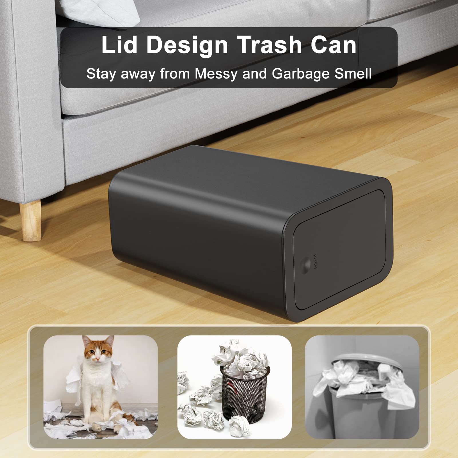 N. NETDOT 4-gallon trash can fits under cabinets for neat kitchen storage.