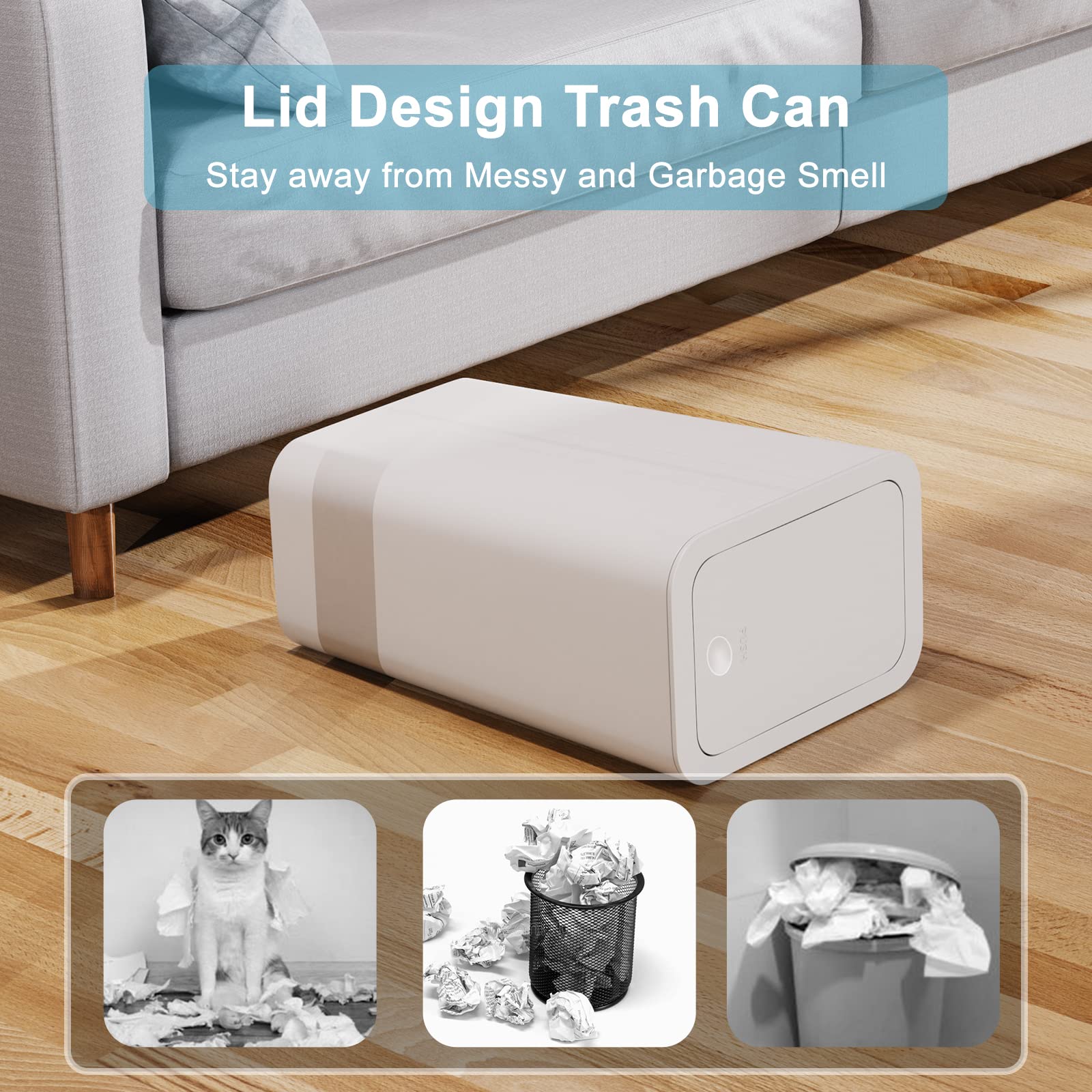 N. NETDOT 4-gallon trash can with lid suitable for kitchen or office.