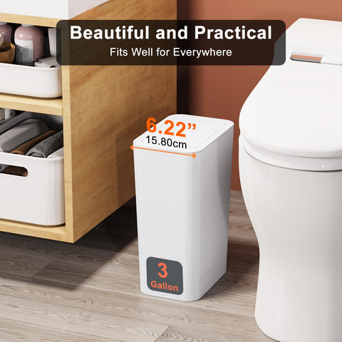N. NETDOT compact slim trash can for narrow bathroom spaces.