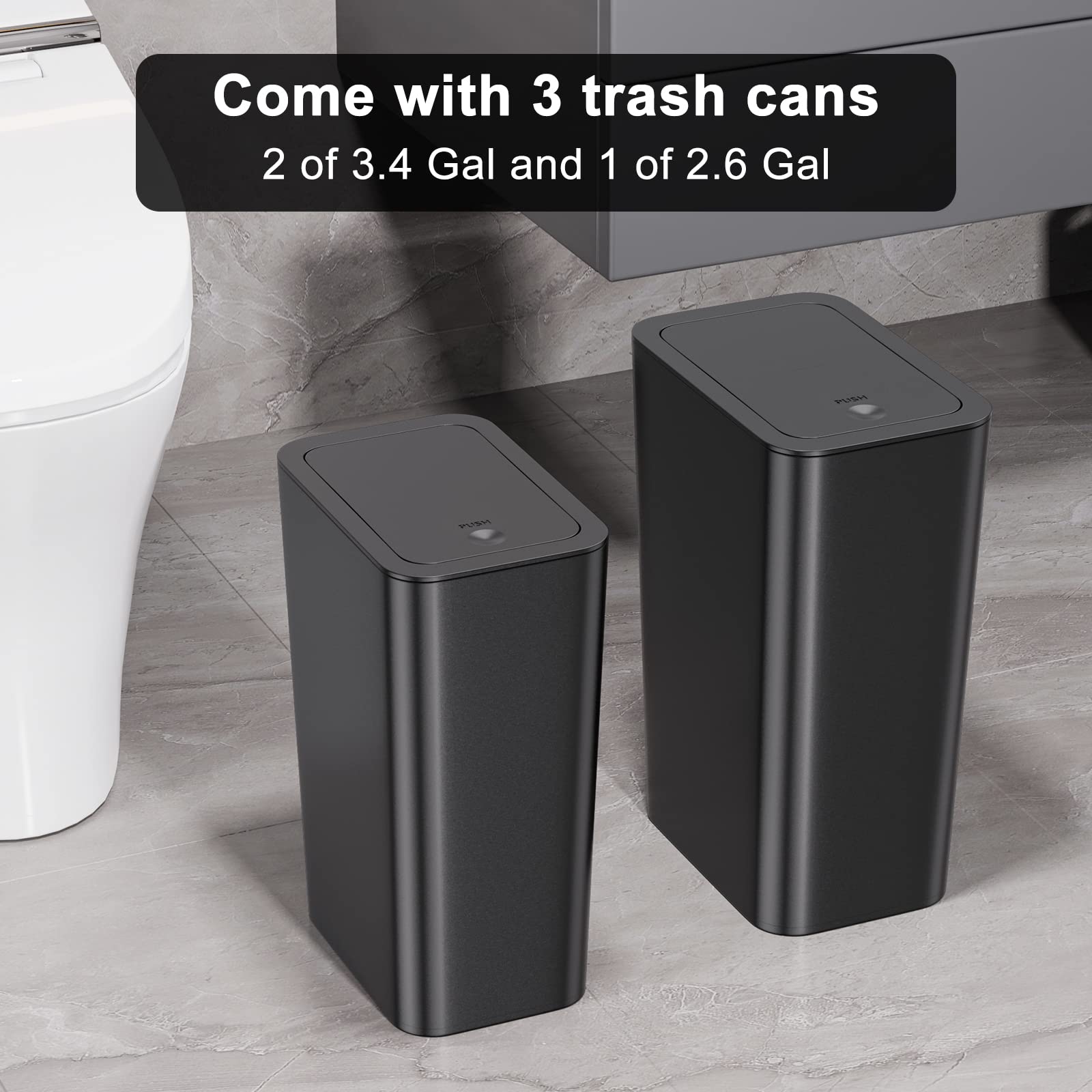 N. NETDOT modern black trash can complements any decor