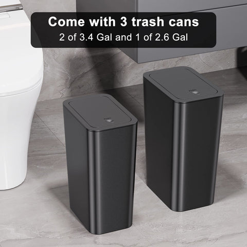 N. NETDOT modern black trash can complements any decor