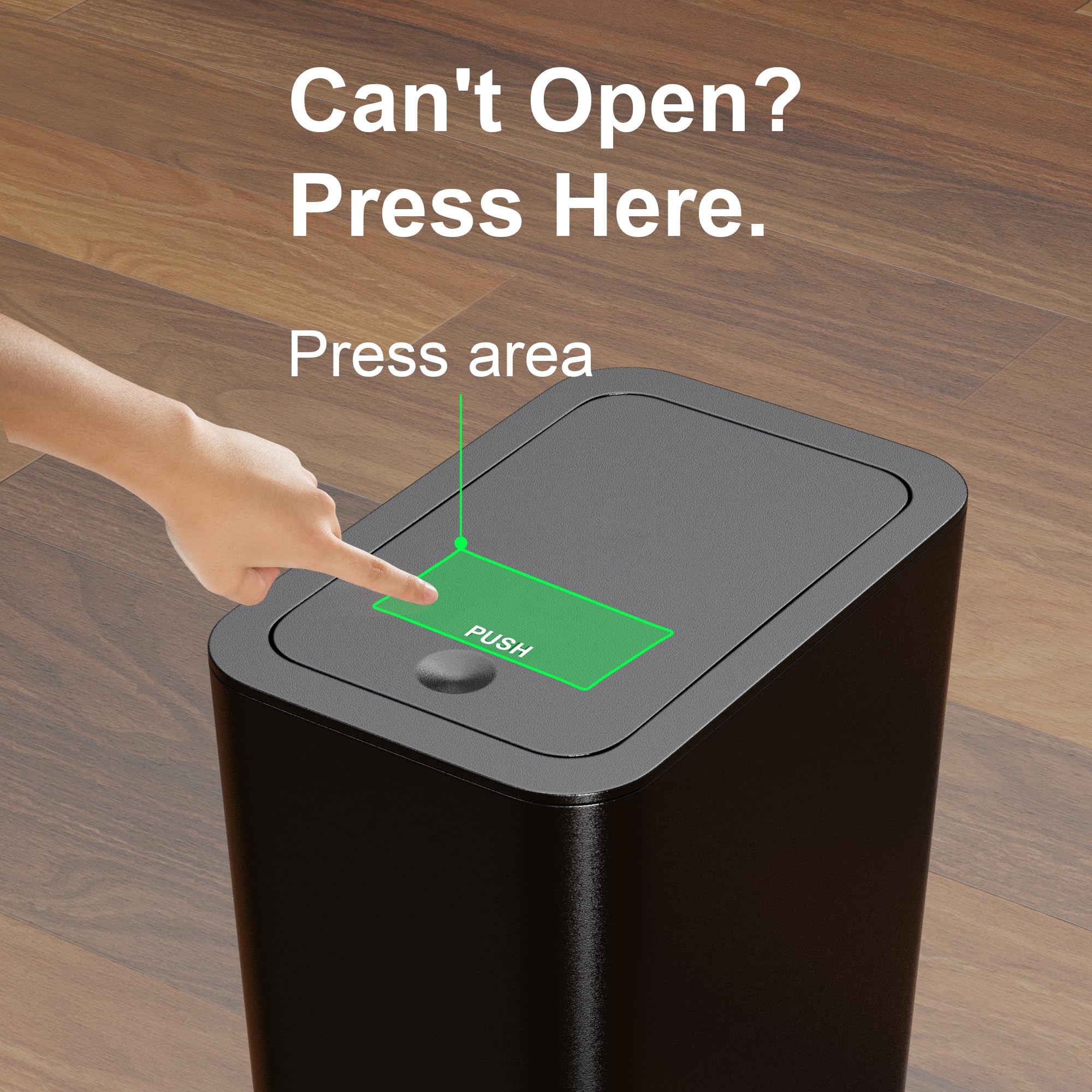 N. NETDOT modern chic trash cans in black, gray, and off-white options to elevate decor.