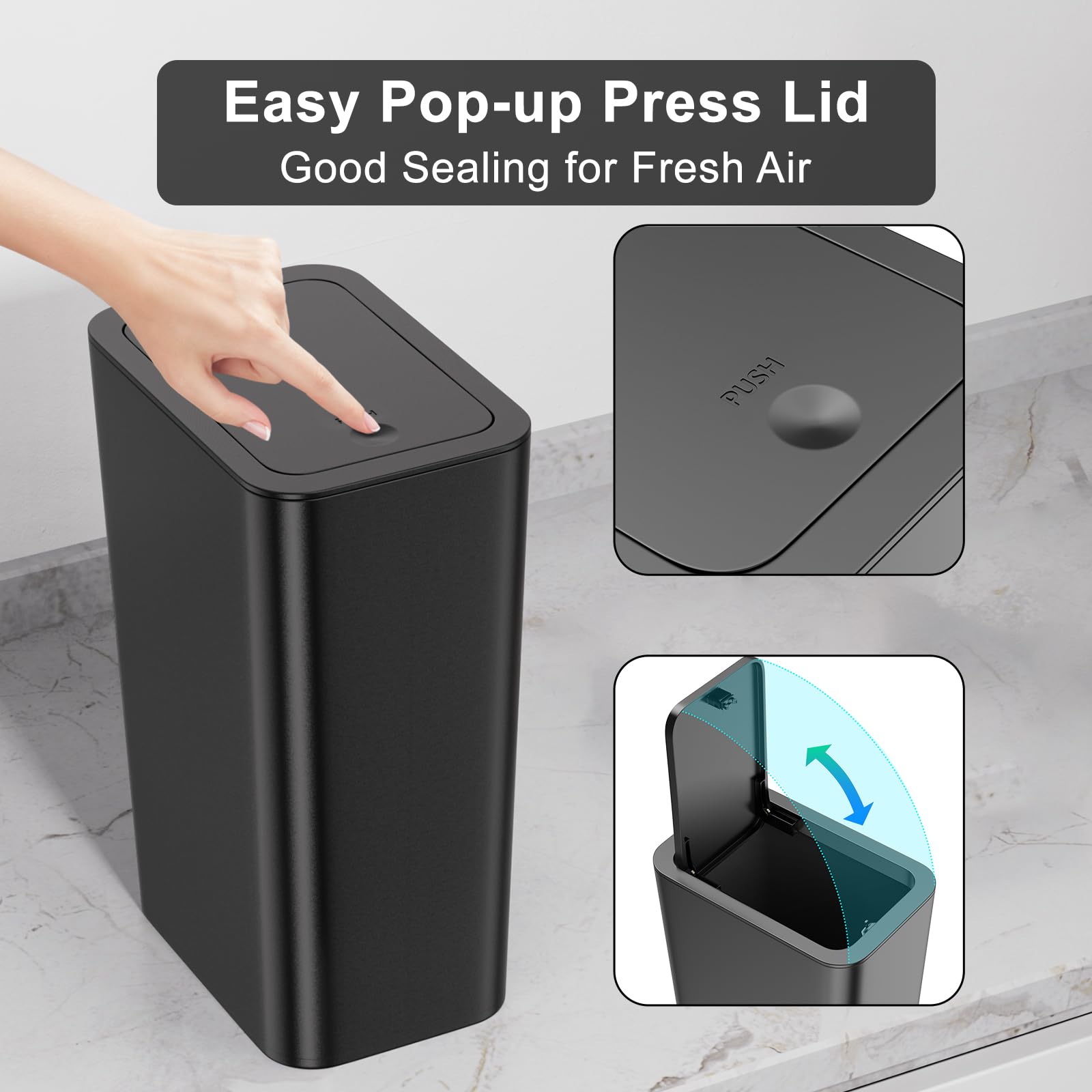 N. NETDOT triple-pack collection display for coordinated bathroom, kitchen, and office bins.