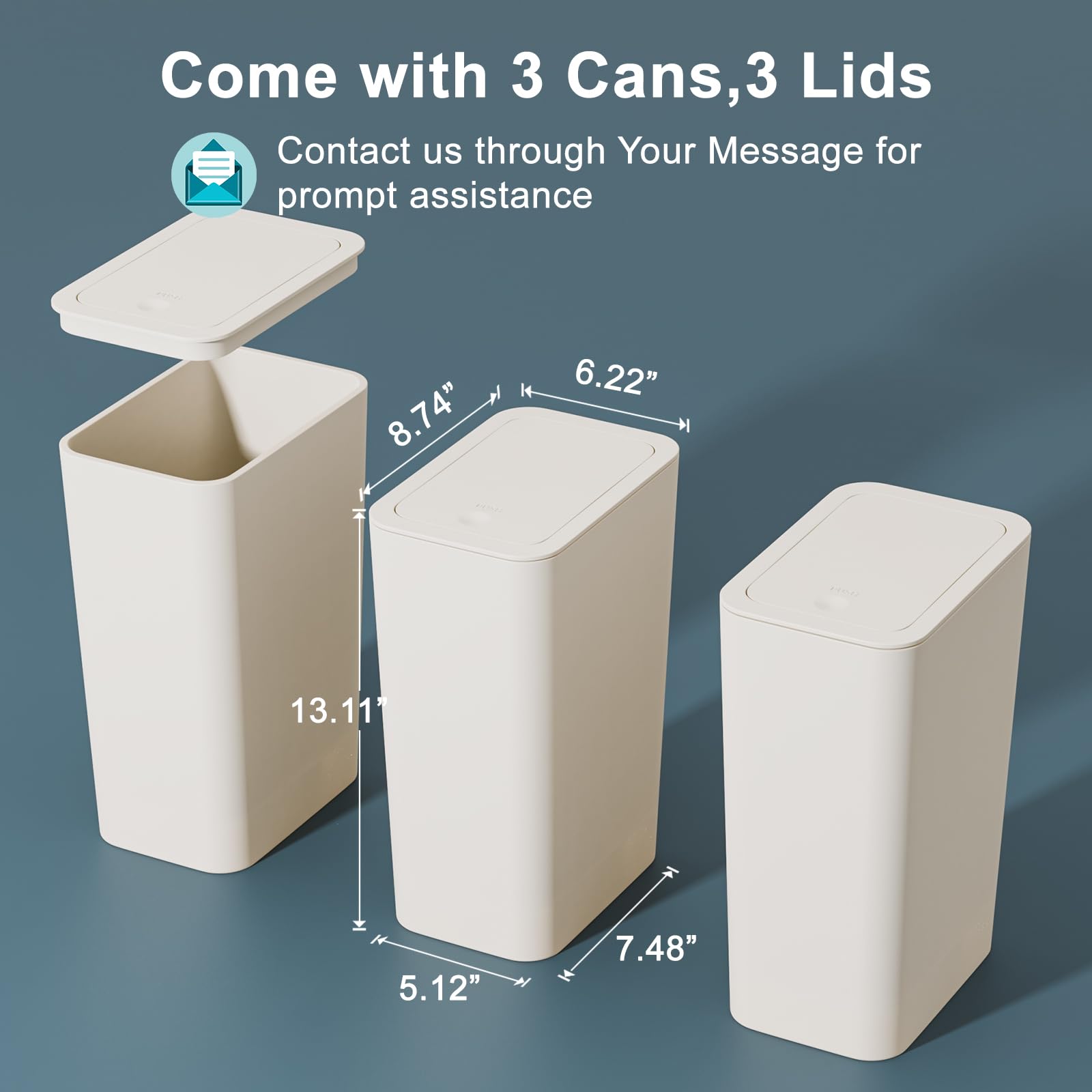 N. NETDOT compact lid trash can blends with decor and saves space