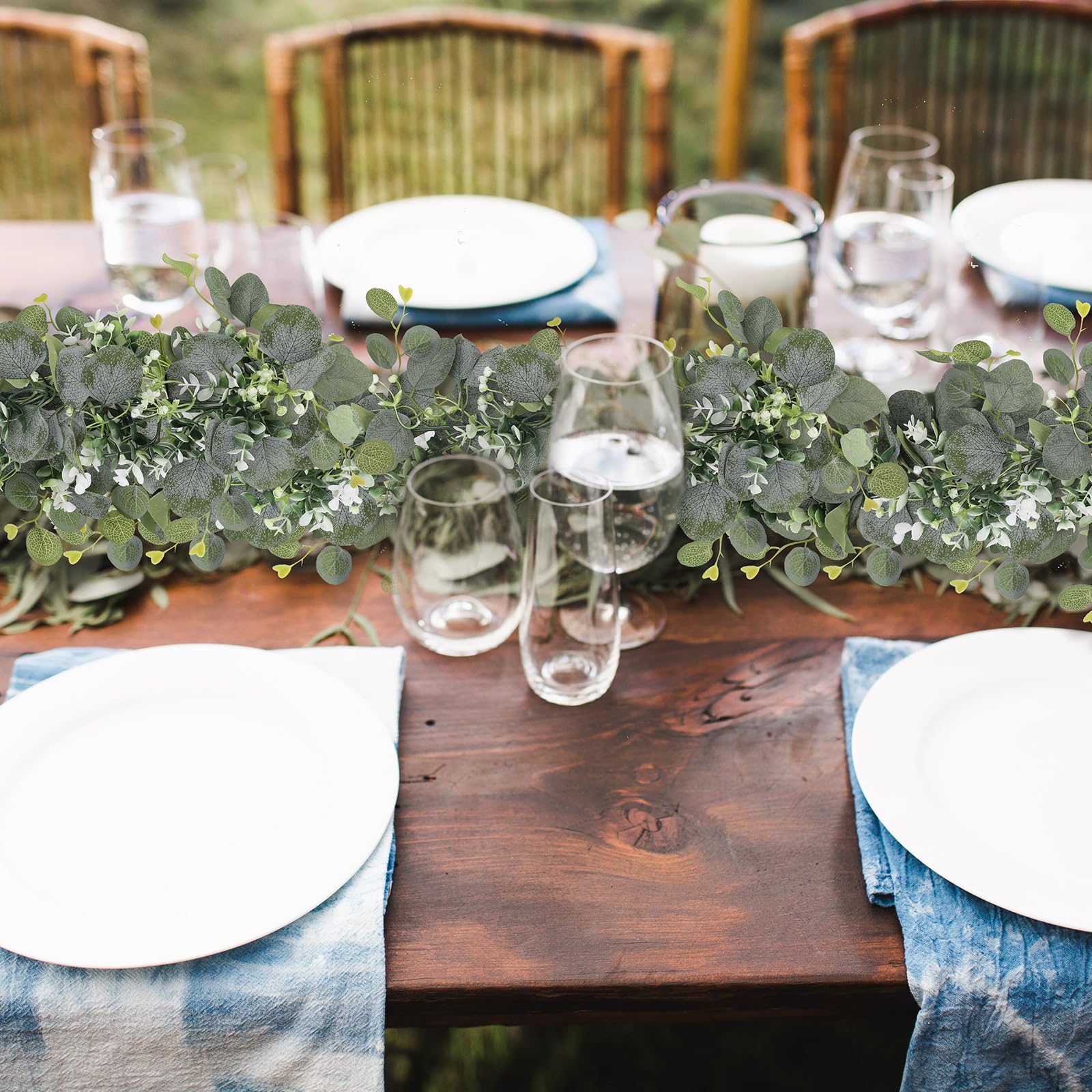 N&T NIETING eucalyptus and flowers garland enhances mantels, arches, and centerpieces