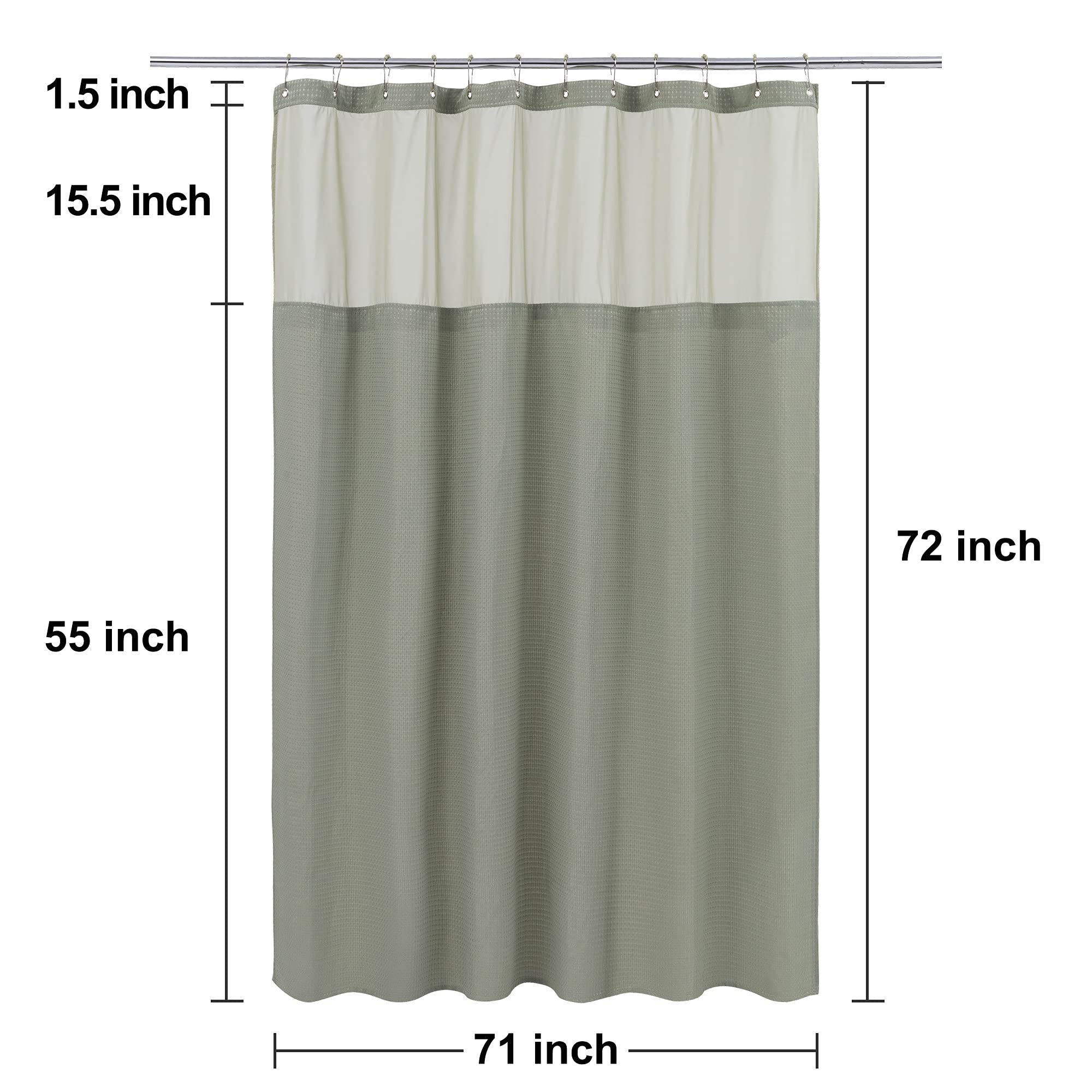 N&Y HOME 71x72 curtain size fits standard showers for broad coverage.