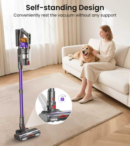 NADALY anti-tangle floor brush reduces hair wrap during quick spot cleans