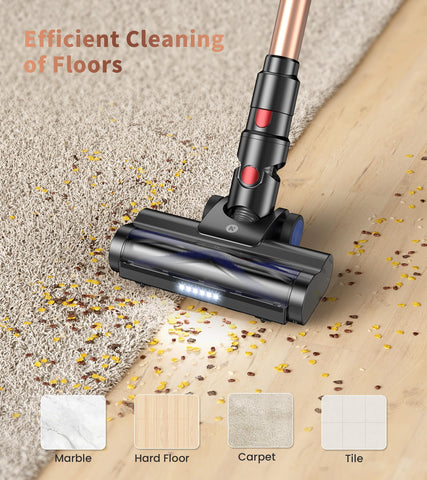 NADALY cordless vacuum LED headlight illuminates dark corners.