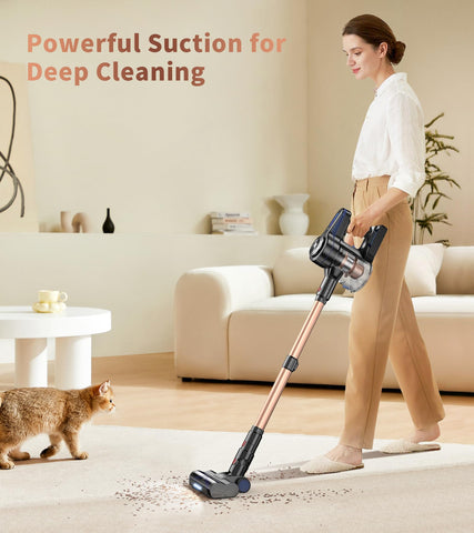 NADALY cordless vacuum motor suction in MAX mode demonstrates strong power.