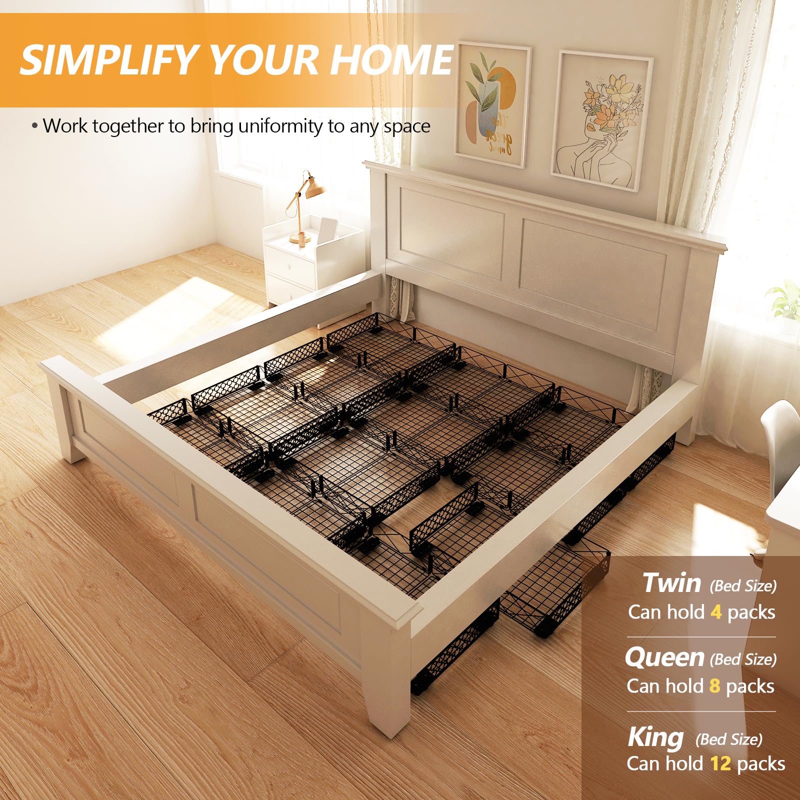 NADAMOO under-bed bins keep clutter neatly tucked away.