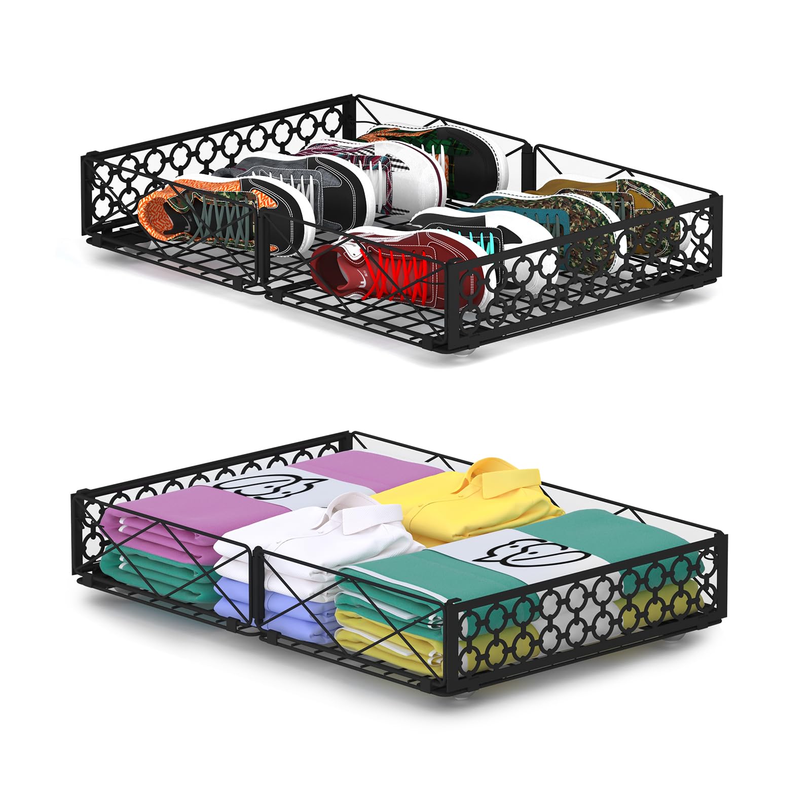 NADAMOO under-bed storage wheels 2-pack keeps shoes organized and accessible.