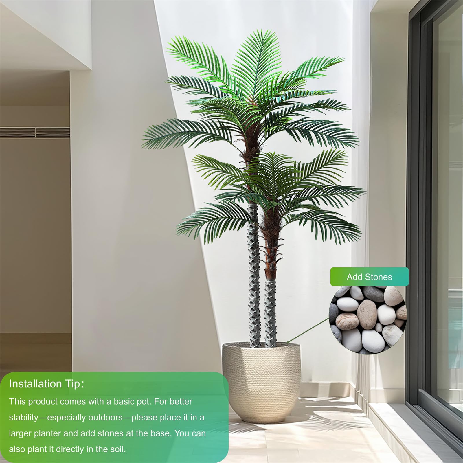Nafresh 8ft palm tree stable base for patio placement