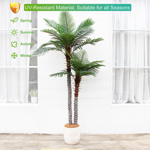 Nafresh 8ft palm tree leaves close-up showing vibrant foliage for indoor spaces