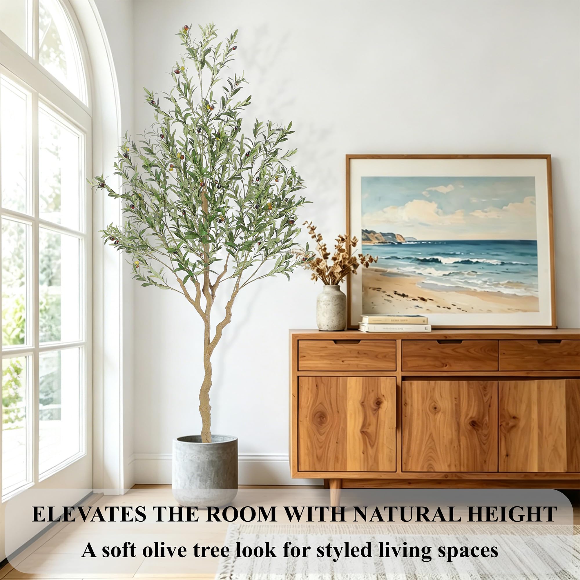 Nafresh olive tree foyer stairs decor complements entry.