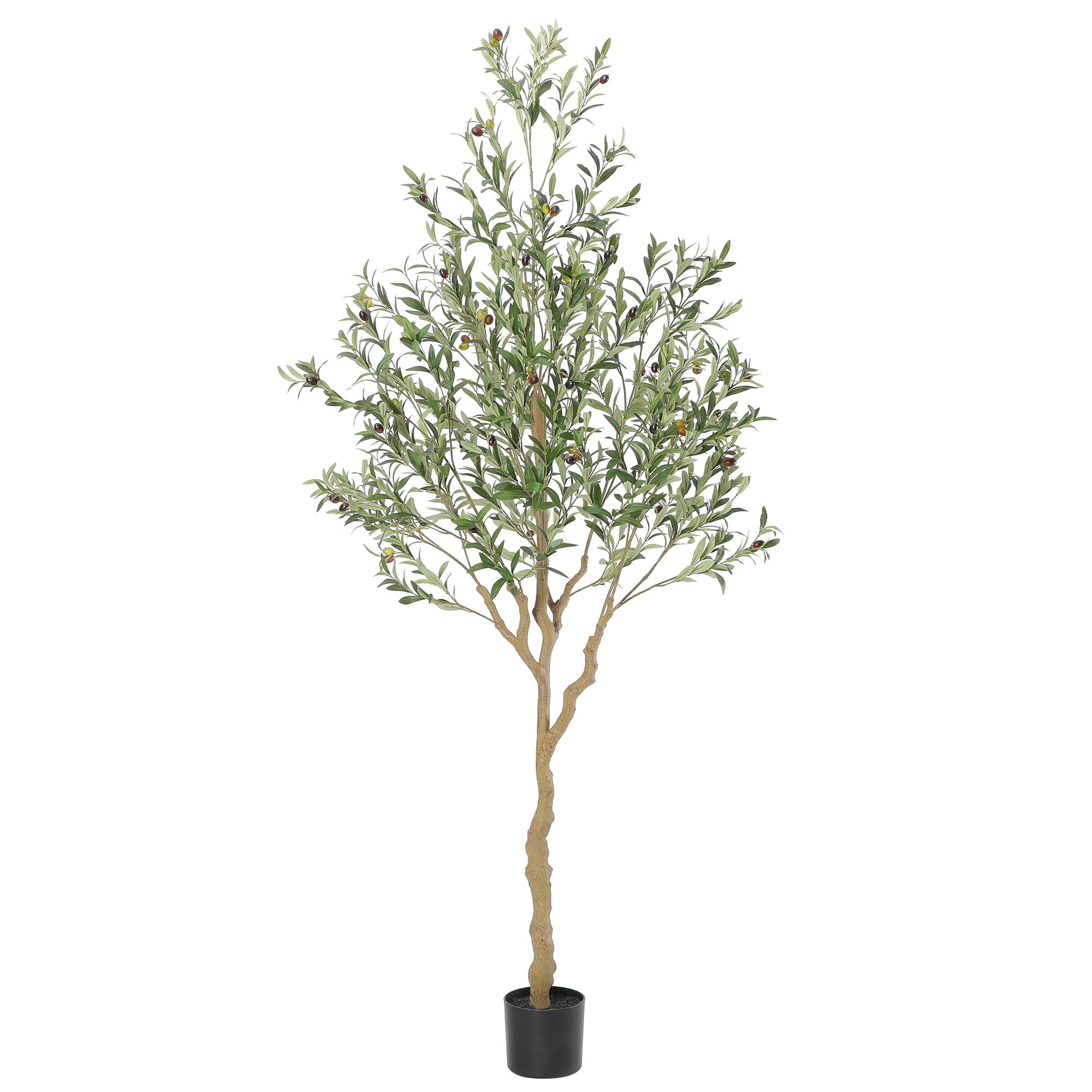 Nafresh tall olive tree 7ft with silk leaves enhances living room ambiance.