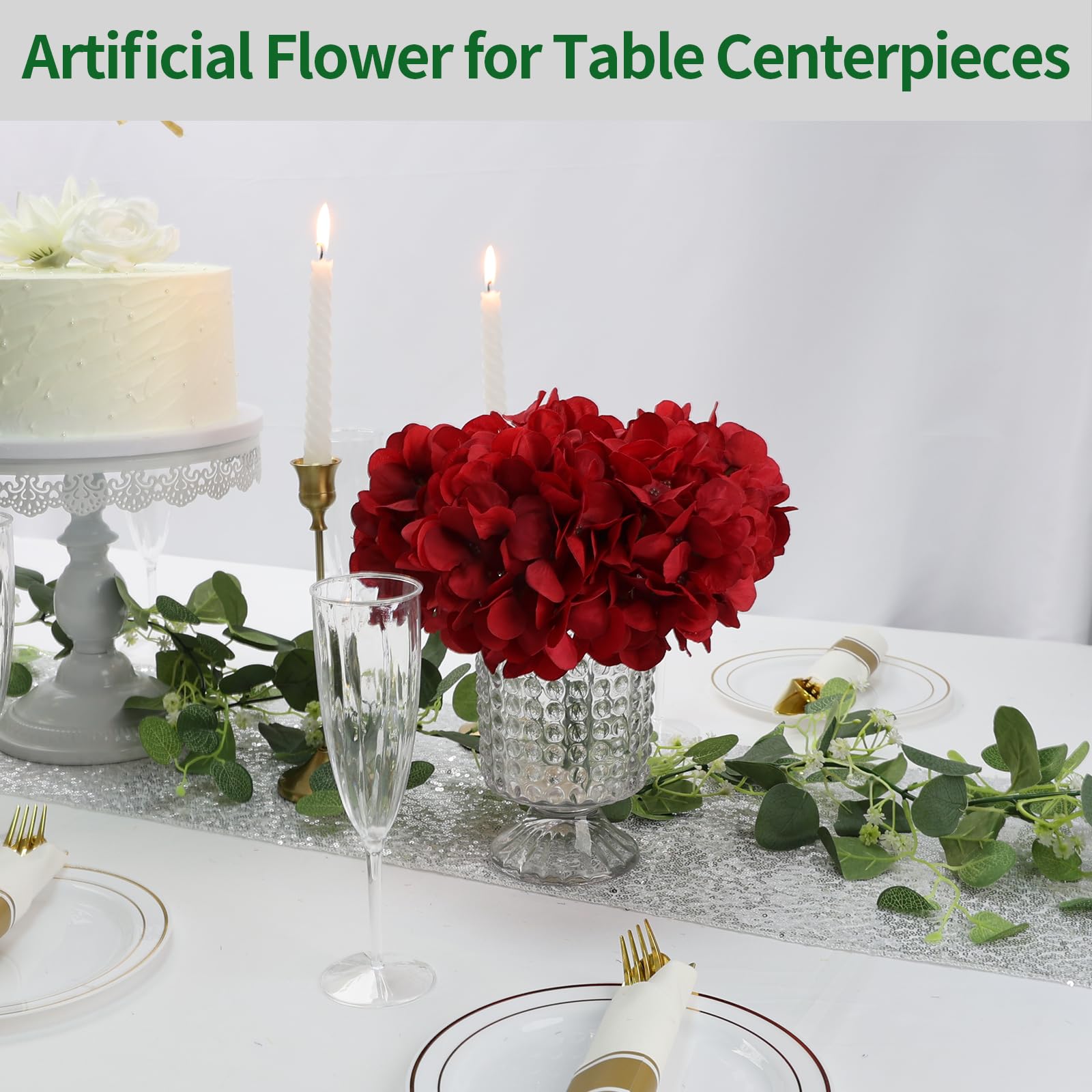 Nagobi hydrangea stems providing flexible support for creative arrangements.