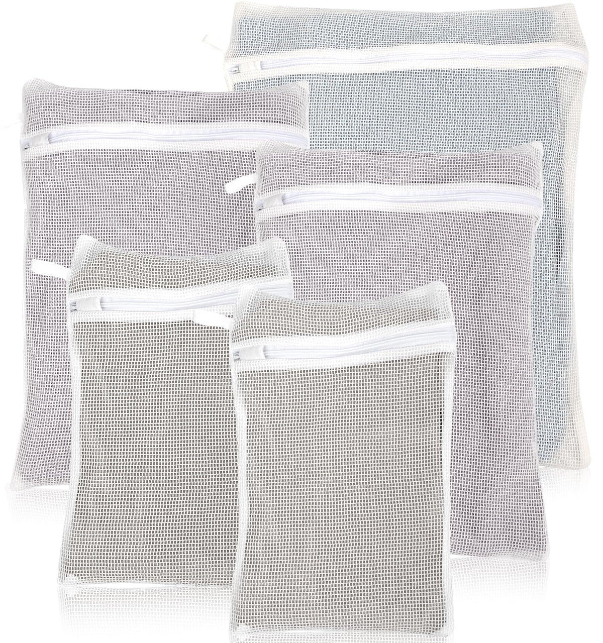 Nahads 5-piece cotton laundry bag set with zipper, ideal for delicates and socks.