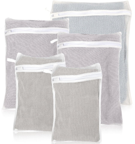 Nahads 5-piece cotton laundry bag set with zipper, ideal for delicates and socks.