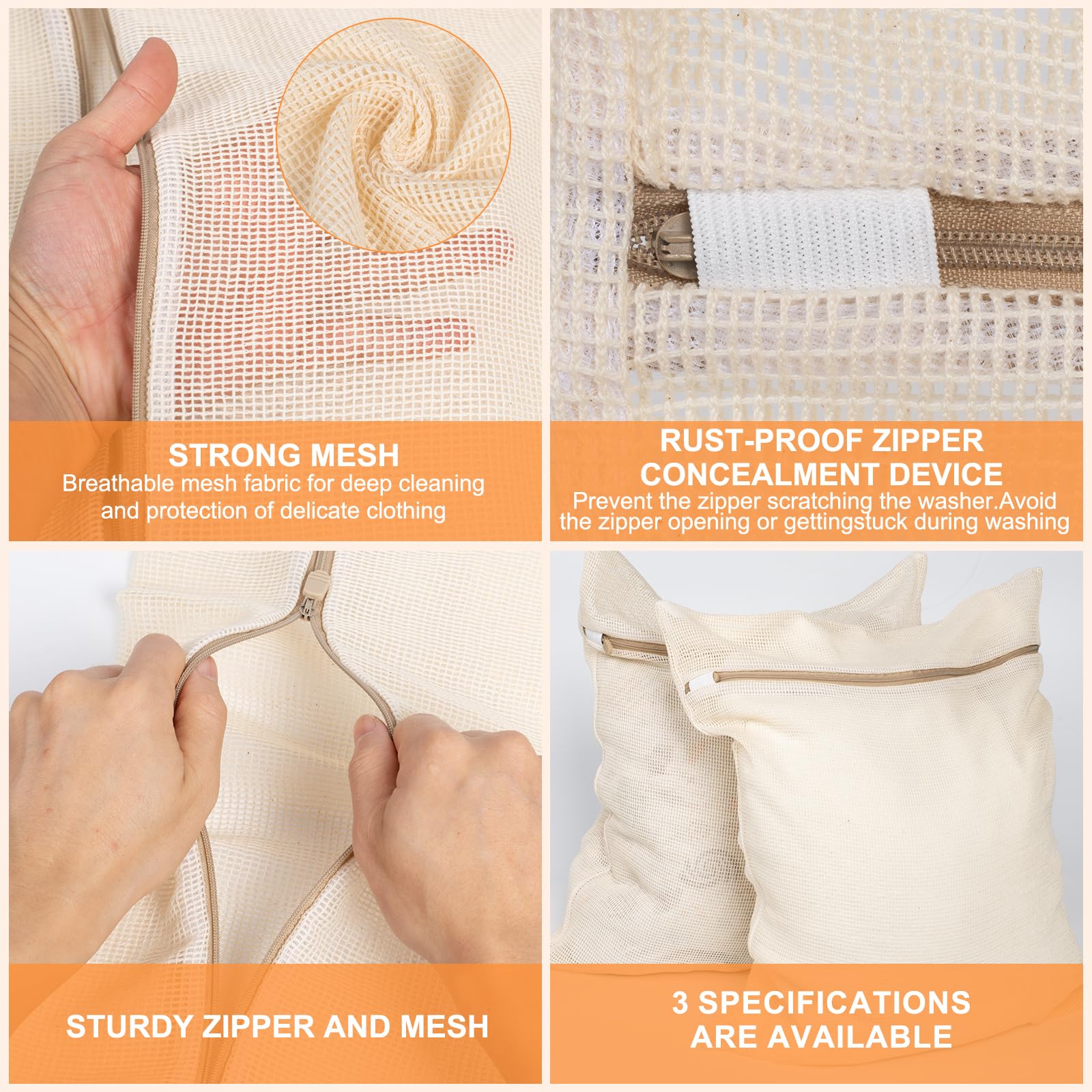 NAHADS durable zipper bag with rust resistant hardware for secure washing
