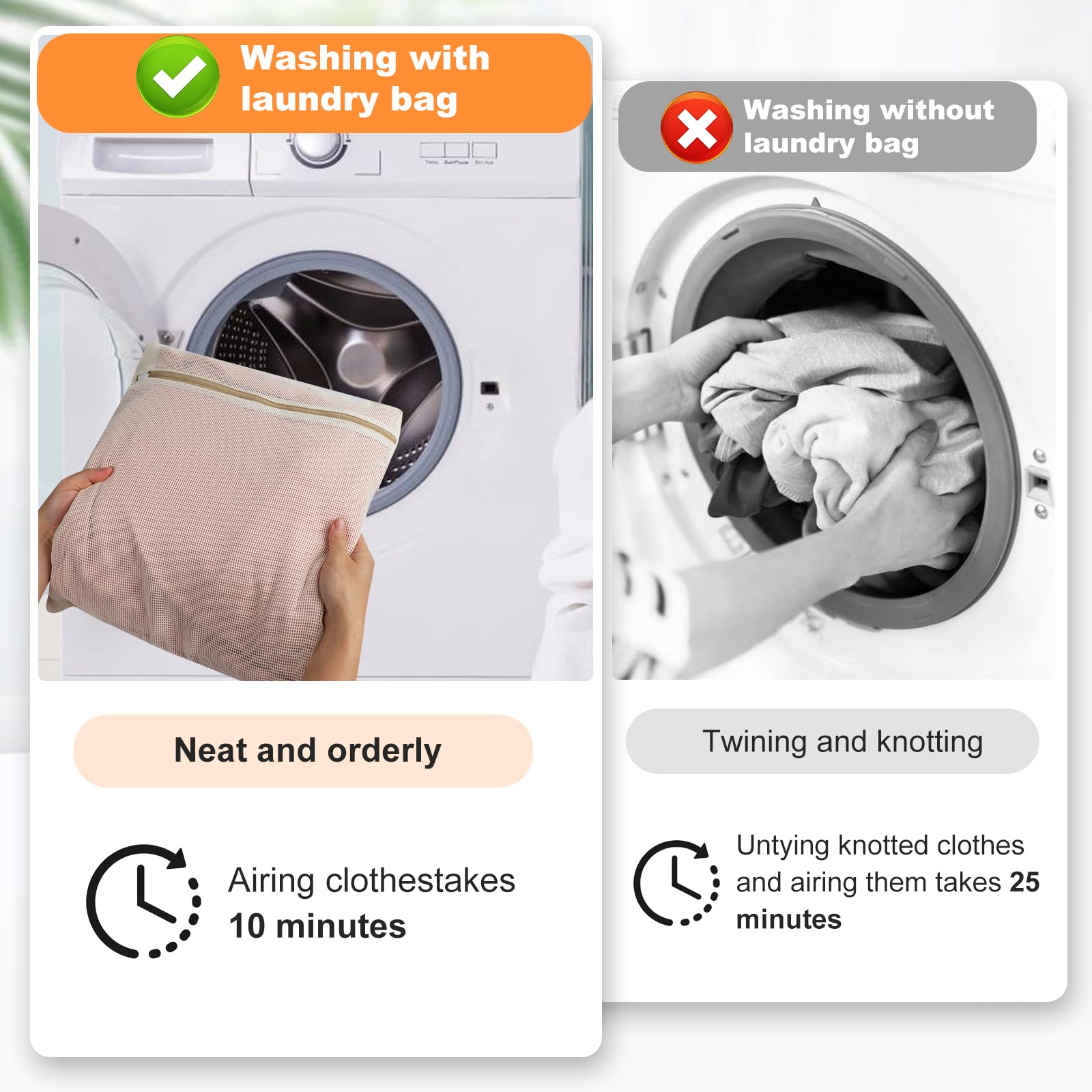 NAHADS large cotton mesh bag with zipper close-up for safe washing.