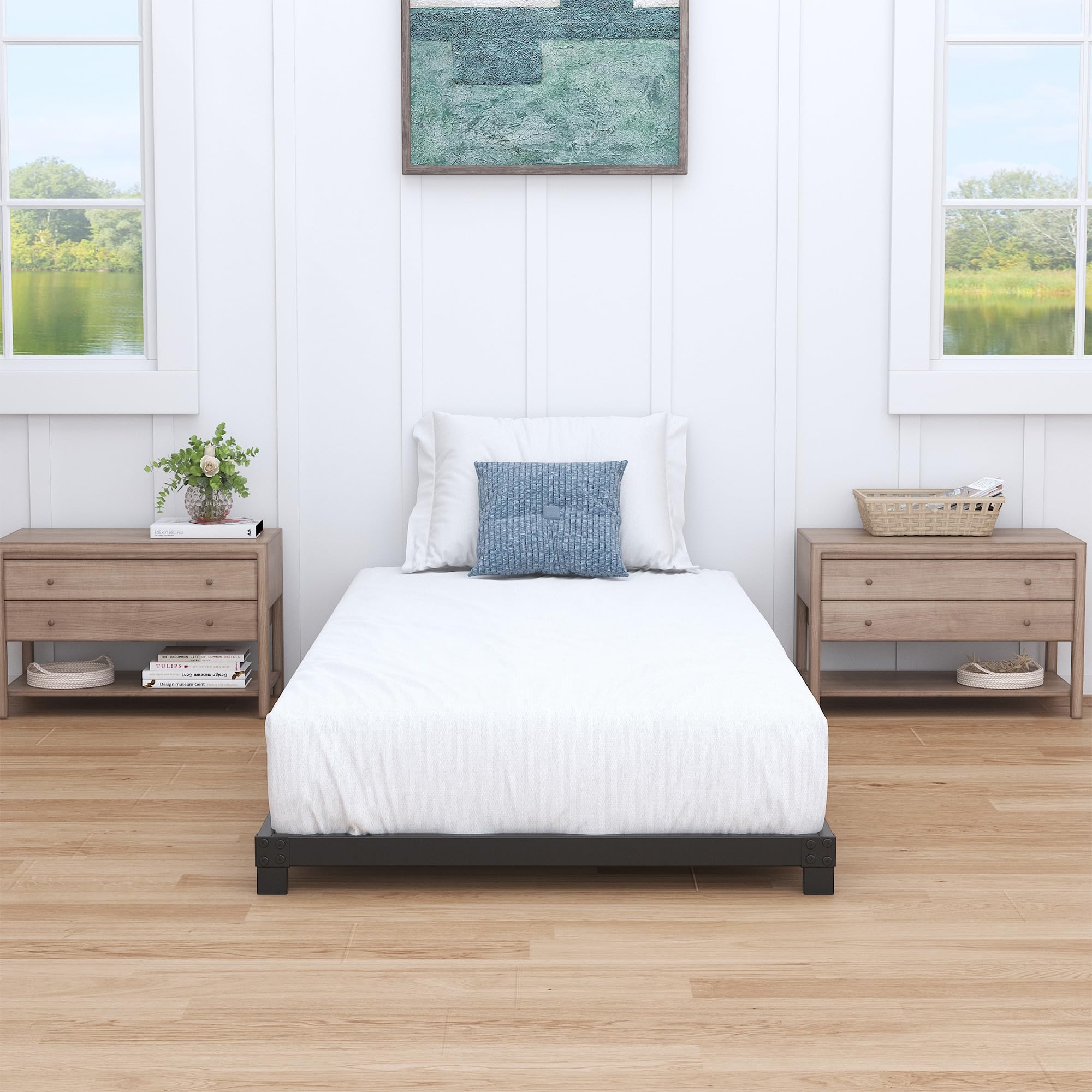 Nailsong 3-inch twin bed frame anti-slip pads protect floors.