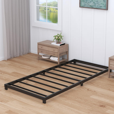 Nailsong 3-inch twin bed frame front view with low profile and sturdy support.