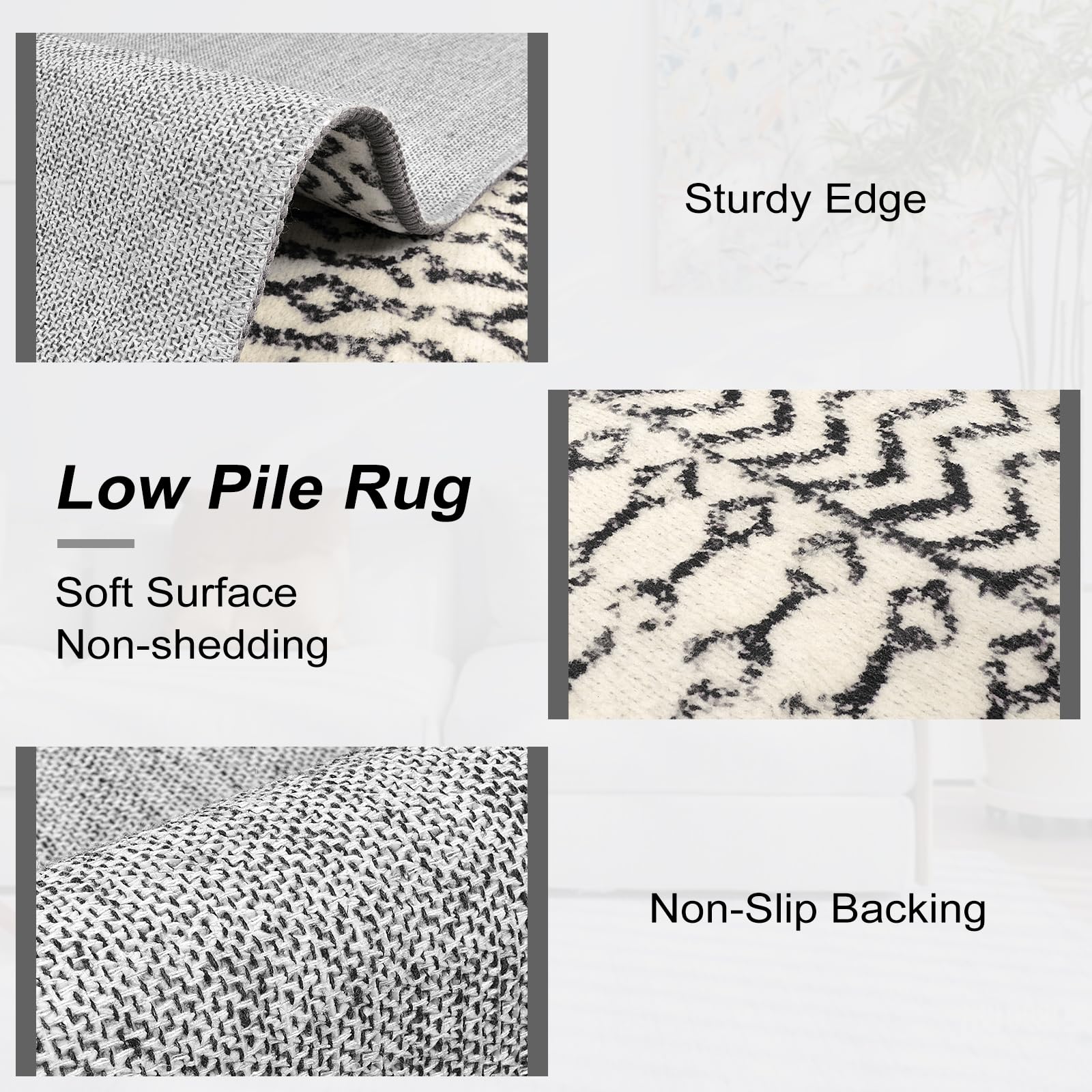 Nailttos soft low-pile faux-wool texture feels cozy under feet.
