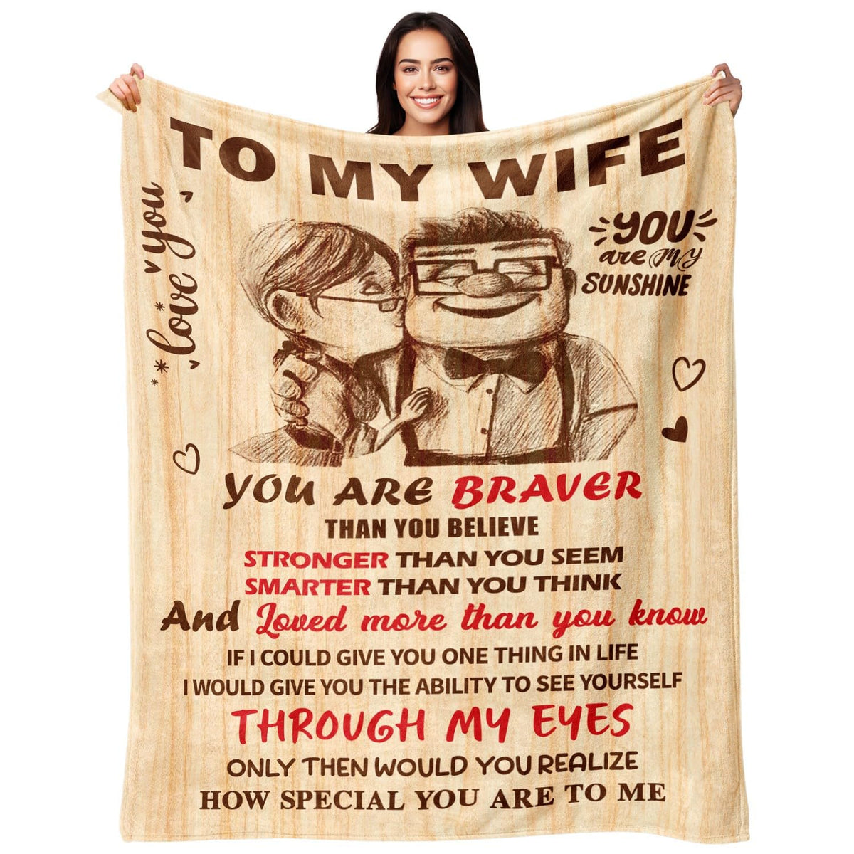 NAIREG To My Wife Blanket 60x80 on bed for warm, cozy evenings.