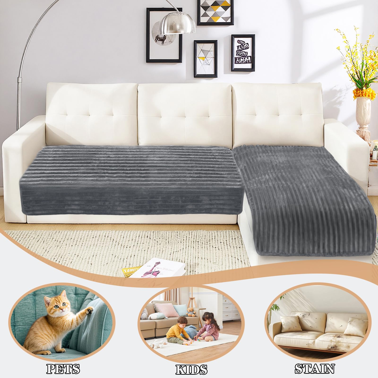NAISI soft flannel striped cover adds cozy warmth to your seating