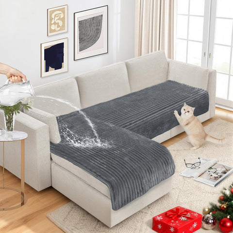 NAISI couch cover for dogs with waterproof stripes protects sofa from spills