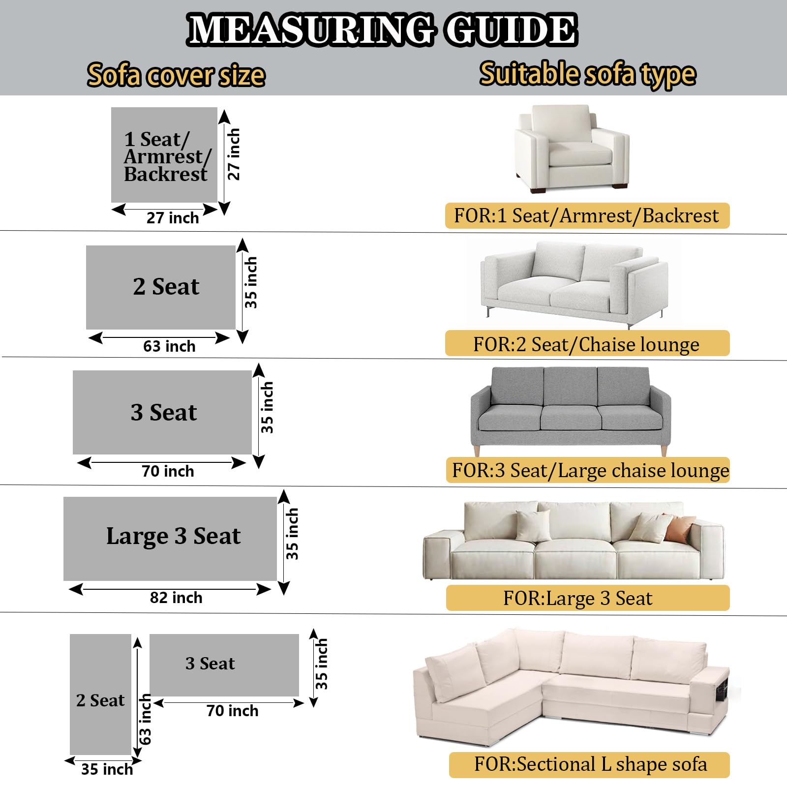 NAISI multi-size compatible sofa cover fits different couches and setups.