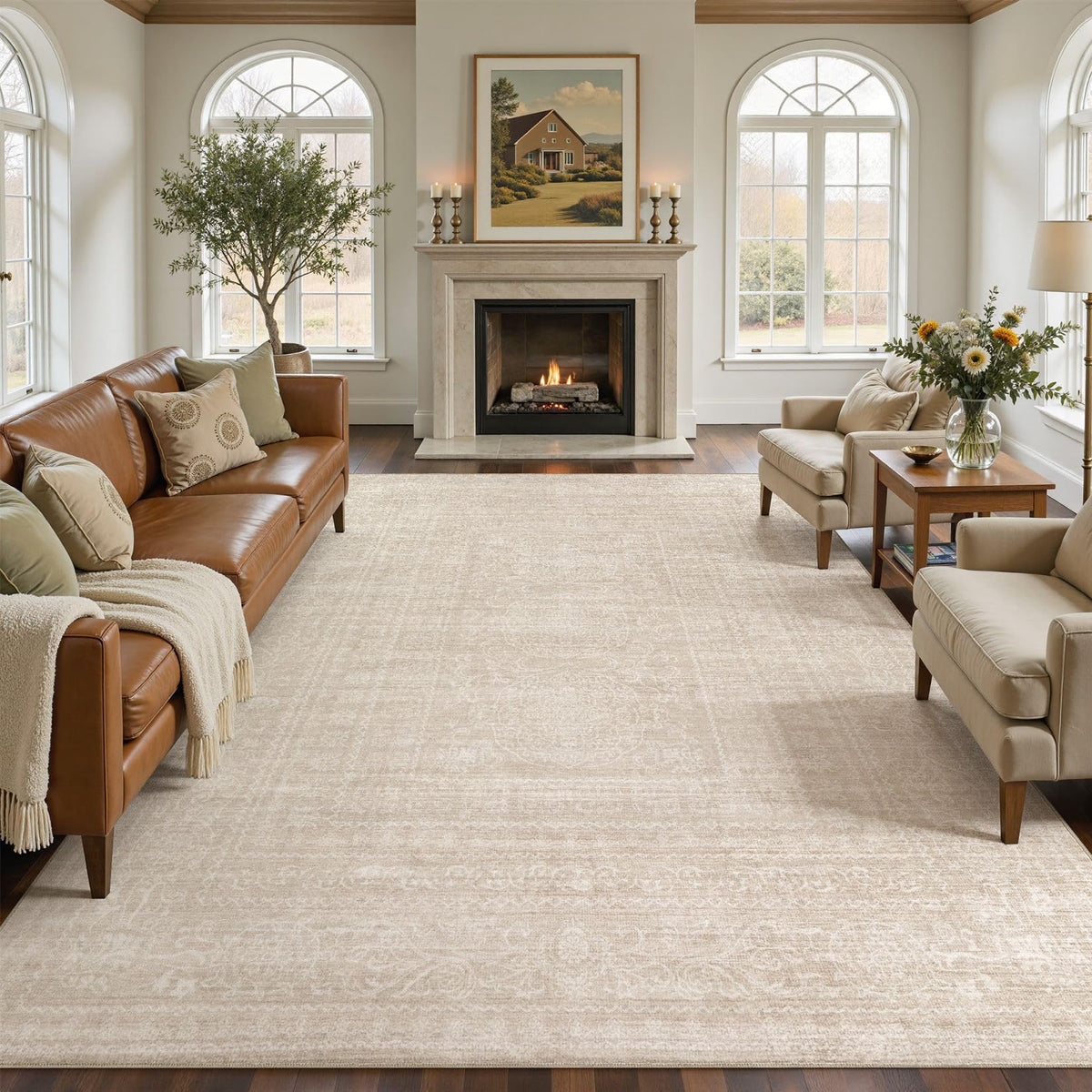 Nakagishi 7x9 area rug in living room with soft underfoot comfort.