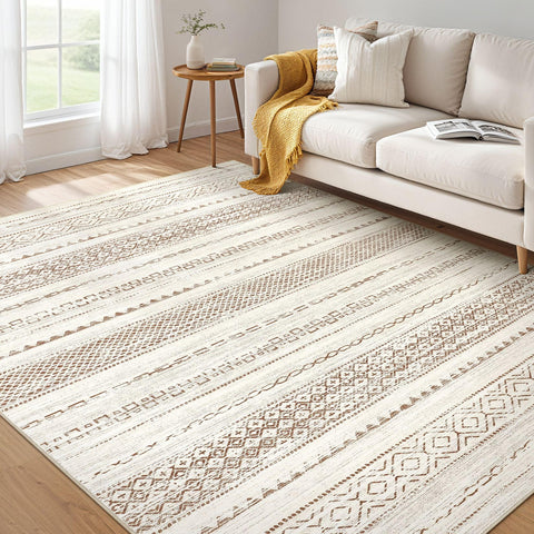 Nakagishi area rug in living room with cozy, durable design for daily family use.