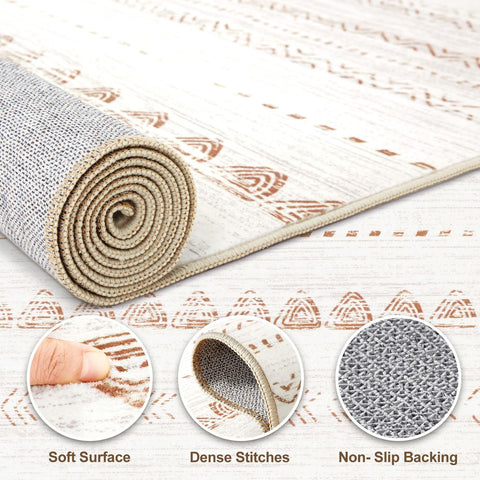 Nakagishi area rug non-slip backing brown demonstrates secure placement on hard floors