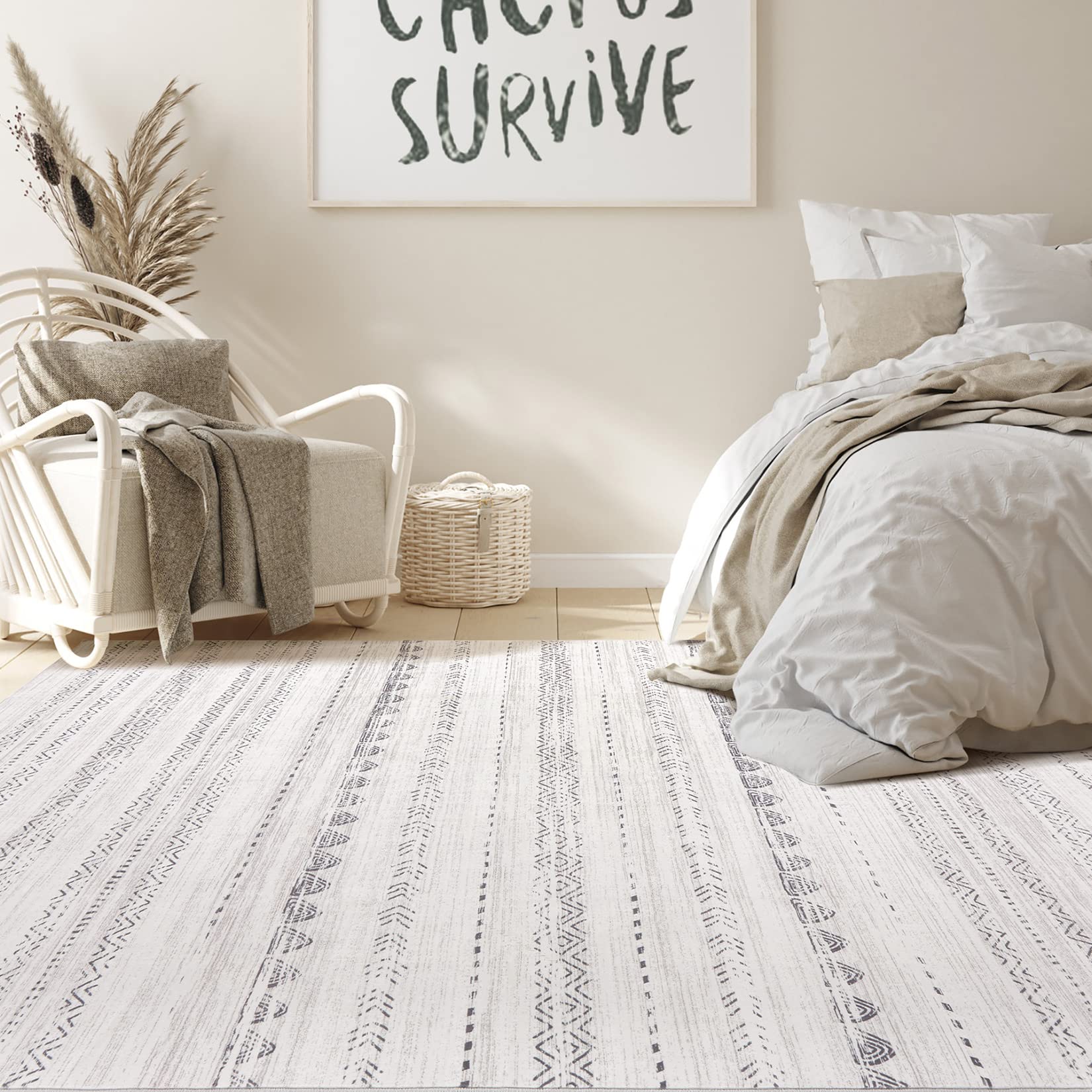 Nakagishi area rug non-slip backing helps keep rug in place