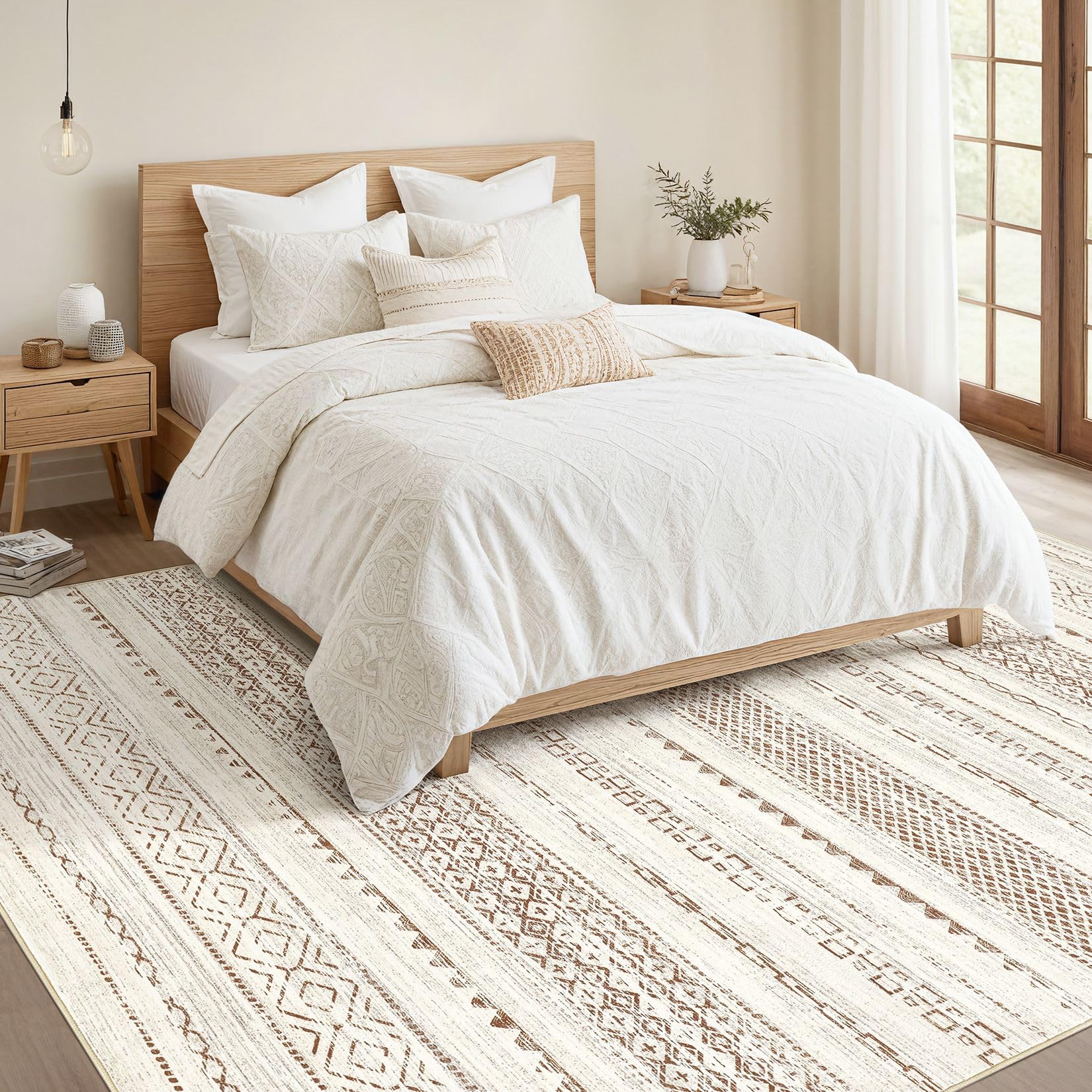 Nakagishi nursery-playroom rug creates soft play surface with stain resistance.