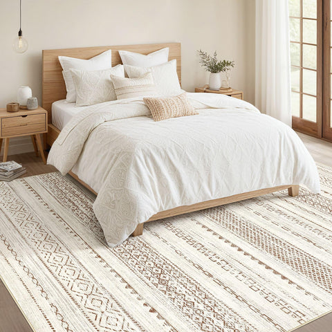 Nakagishi nursery-playroom rug creates soft play surface with stain resistance.